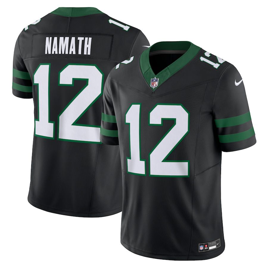 Men New York Jets 12 Joe Namath Nike Legacy Black Alternate Vapor F.U.S.E. Limited NFL Jersey